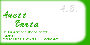 anett barta business card